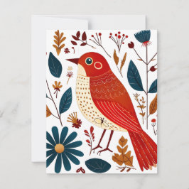 Tarjeta Festiva Pájaro de arte folclórico