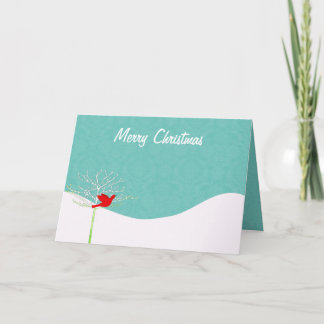 Tarjeta Festiva Pájaro de los Navidades Damask - Con tu foto dentr