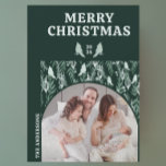 Tarjeta Festiva Pájaro geométrico evergreen moderno<br><div class="desc">Un bonito diseño siempre verde a mano,  adornado con adornos y pájaros de invierno,  ofrece una carta de Navidades moderna y geométrica. Se puede añadir tu propia foto.</div>