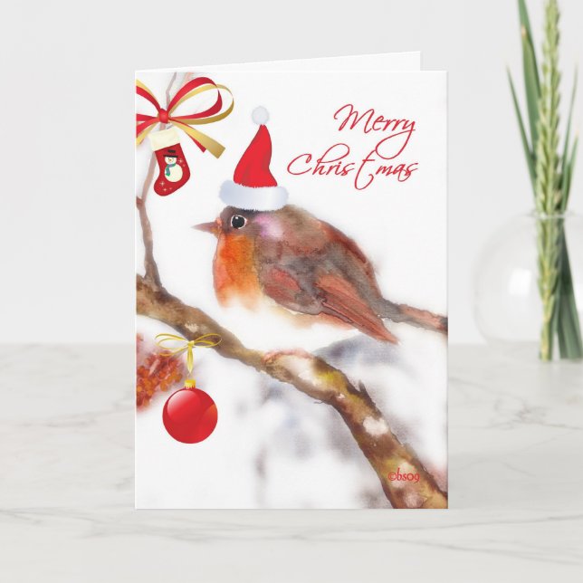 Tarjeta Festiva pájaro lindo de la media del ornamento del (Anverso)