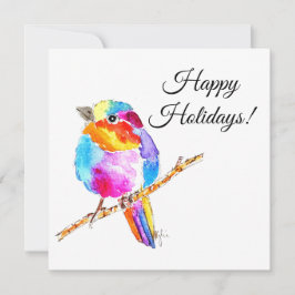 Tarjeta Festiva Pájaro Pequeño Colorido