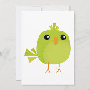 Tarjeta Festiva Pájaro Verde Cartoon