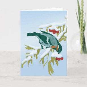 Tarjeta Festiva pájaro y bayas