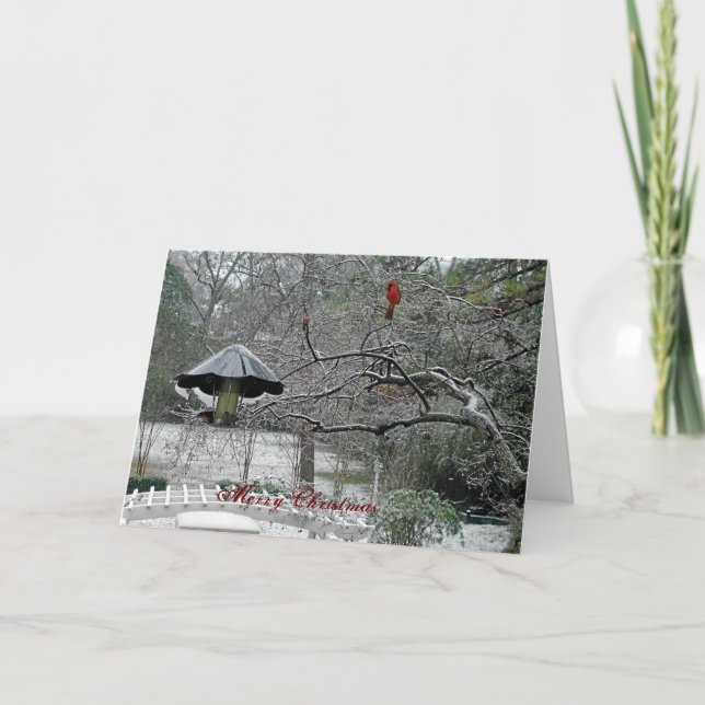 Tarjeta Festiva pájaros 5 de la nieve (Anverso)