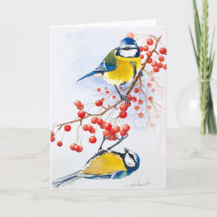 Tarjeta Festiva Pájaros amarillos