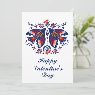 Tarjeta Festiva Pájaros de Amor Arte Folclórico Escandinavo Día de