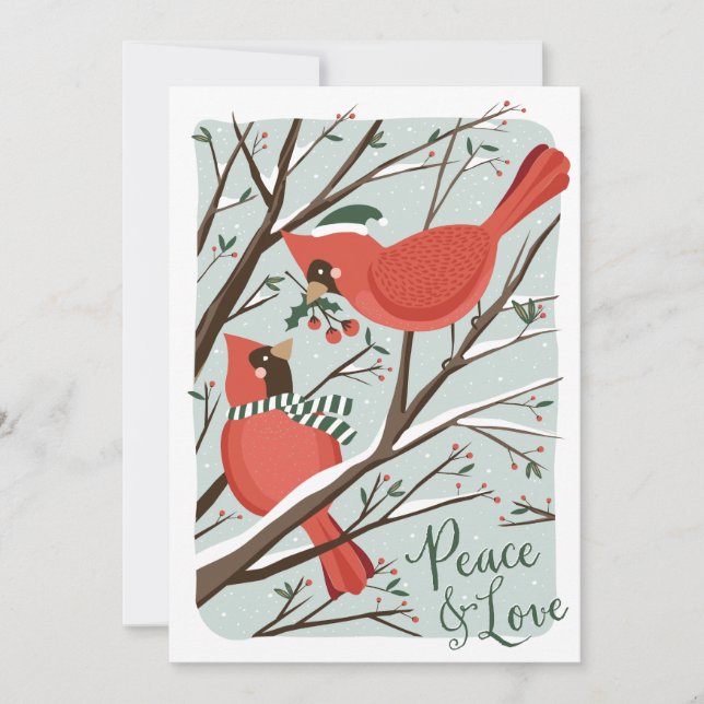Tarjeta Festiva Pájaros de una Feather Non Photo Holiday Card (Anverso)