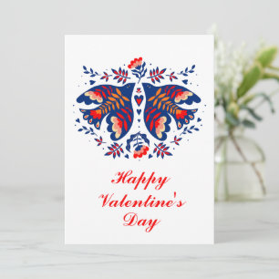 Tarjeta Festiva Pájaros del amor Arte popular escandinavo Día de S