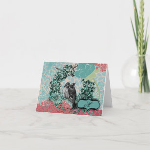 Tarjeta Festiva Pájaros del amor en la guirnalda floral