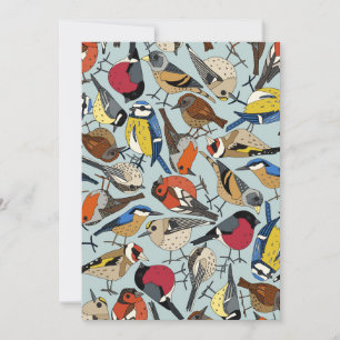 Tarjeta Festiva pájaros del jardín de invierno celadon azul
