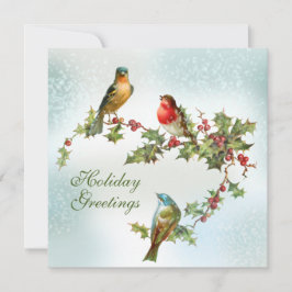 Tarjeta Festiva Pájaros en la nieve en la planicie de los Berries