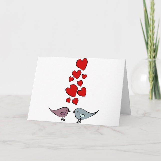Tarjeta Festiva Pájaros en tema del amor (Anverso)