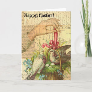 Tarjeta Festiva Pájaros en una Cesta, Pascua