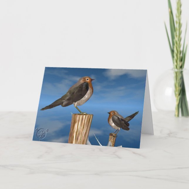 TARJETA FESTIVA PÁJAROS HIPPER / MAMA ROBINA ROJA (Anverso)