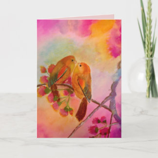 Tarjeta Festiva Pájaros románticos brumosos del amor