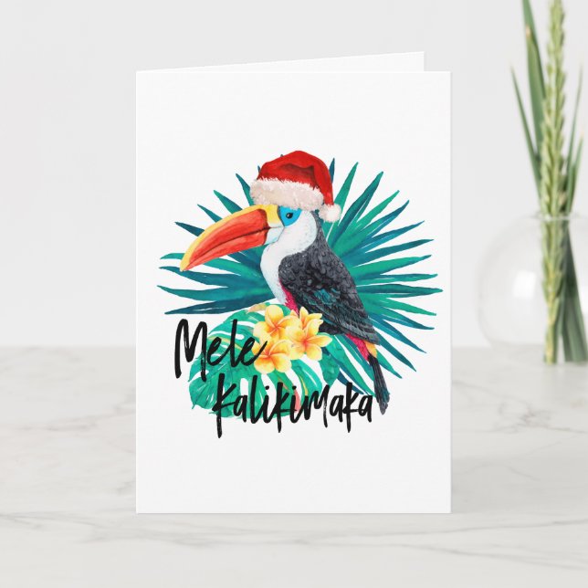 Tarjeta Festiva Pájaros tropicales de la selva de Mele Kalikimaka (Anverso)
