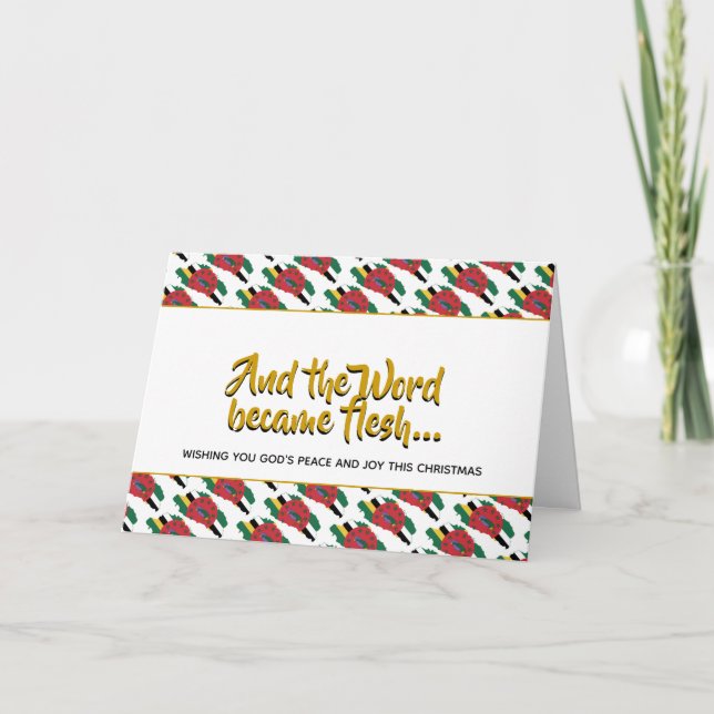 Tarjeta Festiva Palabra elegante DOMINICA se convirtió en NAVIDADE (Anverso)