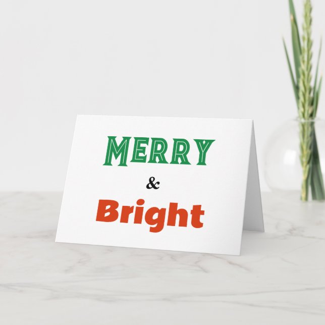 Tarjeta Festiva Palabras brillantes y merry Navidades Minimalistas (Anverso)