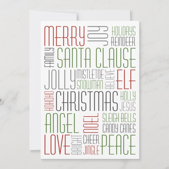 Tarjeta Festiva Palabras navidades - Holidayzfordayz (Anverso)