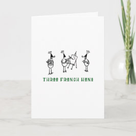Tarjeta Festiva Palas de pollo tres gallinas francesas