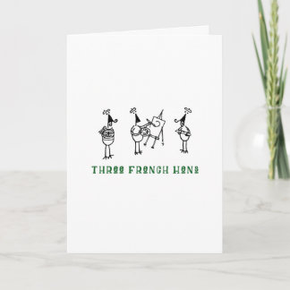 Tarjeta Festiva Palas de pollo tres gallinas francesas