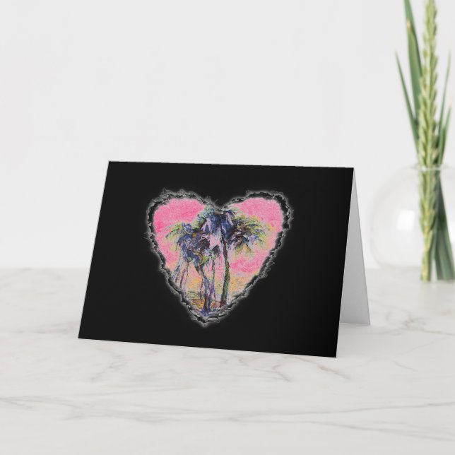 Tarjeta Festiva Palm Heart Valentine Love Romance Card (Anverso)