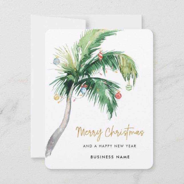 Tarjeta Festiva Palm Tree Business Logo Christmas Holiday Card (Anverso)