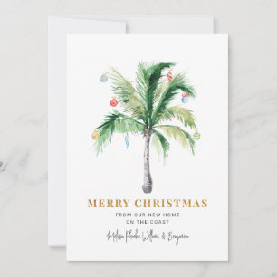 Tarjeta Festiva Palm Tree hemos movido vacaciones de Navidades