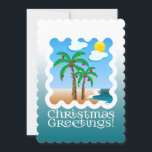 Tarjeta Festiva Palm Tree Holiday Lights Beach Navidades<br><div class="desc">Celebra a los Navidades en la playa con este diseño fresco de luces de colores en las palmeras,  adornado con adornos en una verde azulada playa turquesa acuática. æ★ Ver Másnavidades productos de la palmera de la playa</div>