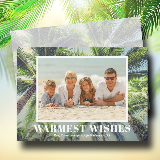 Tarjeta Festiva Palm Trees Navidades tropicales Foto (Palm Trees Tropical Christmas Photo Holiday Cards)