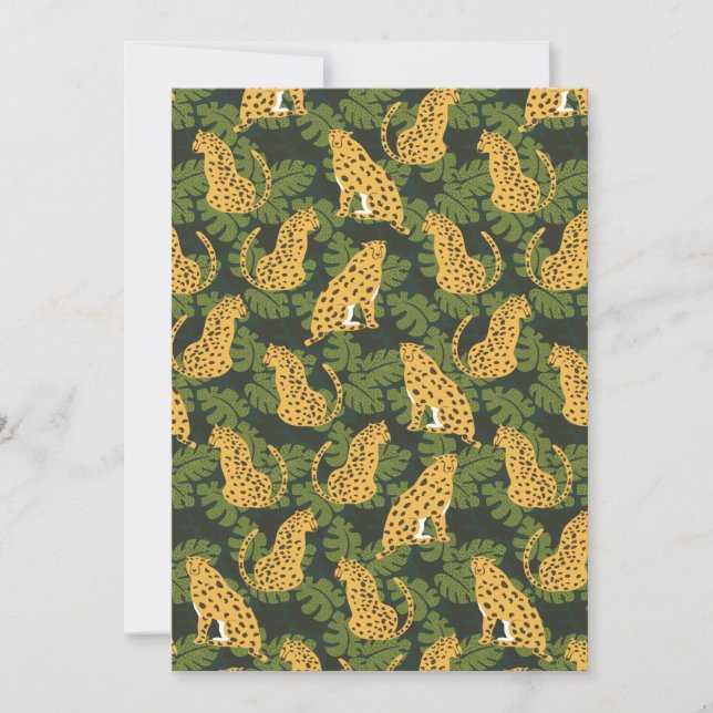 Tarjeta Festiva Palmas de la jungla de leopardo salvaje tropical d (Anverso)