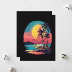 Tarjeta Festiva Palmeras y playa