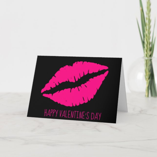 Tarjeta Festiva Palo de labio rosa Valentina labios de arte pop en (Anverso)
