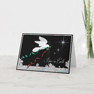 Tarjeta Festiva Paloma Blanca Difundiendo Paz En La Tierra