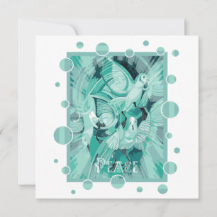 Tarjeta Festiva Paloma con texto de paz celta en tonos aqua