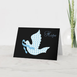 Tarjeta Festiva Paloma de la cinta azul clara de la esperanza -