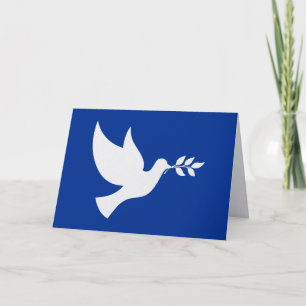 Tarjeta Festiva Paloma de la Paz Azul y Blanca