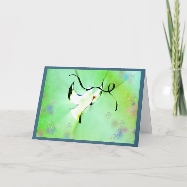 Tarjeta Festiva Paloma de paz sosteniendo una cinta (Anverso)