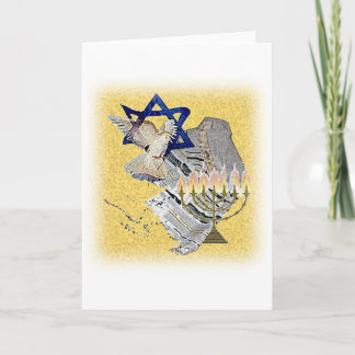Tarjeta Festiva Paloma Tallit Menorah con el fondo