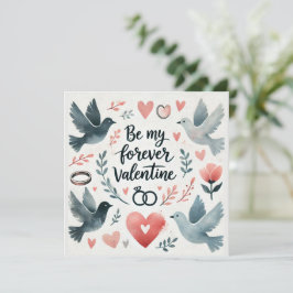 Tarjeta Festiva Palomas acuarela y diseño de corazón – Sé mi para