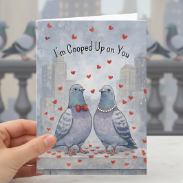 Tarjeta Festiva Palomas elegantes amantes de las aves San Valentín