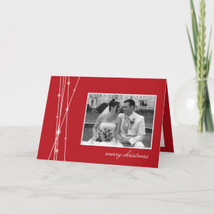 Tarjeta Festiva Palos rojos y Navidades de nieve festividad de bie
