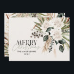 Tarjeta Festiva Pampas pasto eucalipto moody boho moderno elegante<br><div class="desc">Pampas pasto eucalipto moody moderno boho elegante tipografía moderna terracota,  tarjeta de Navidades negro,  natural y verde sabio.</div>