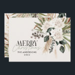 Tarjeta Festiva Pampas pasto eucalipto moody boho moderno elegante<br><div class="desc">Pampas pasto eucalipto moody moderno boho elegante tipografía moderna terracota,  tarjeta de Navidades negro,  natural y verde sabio.</div>