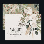 Tarjeta Festiva Pampas pasto eucalipto moody boho moderno elegante<br><div class="desc">Pampas pasto eucalipto moody moderno boho elegante tipografía moderna terracota,  tarjeta de Navidades negro,  natural y verde sabio.</div>