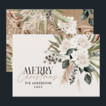 Tarjeta Festiva Pampas pasto eucalipto moody boho moderno elegante<br><div class="desc">Pampas pasto eucalipto moody moderno boho elegante tipografía moderna terracota,  tarjeta de Navidades negro,  natural y verde sabio.</div>