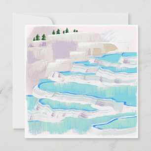 Tarjeta Festiva Pamukkale azul paisajístico