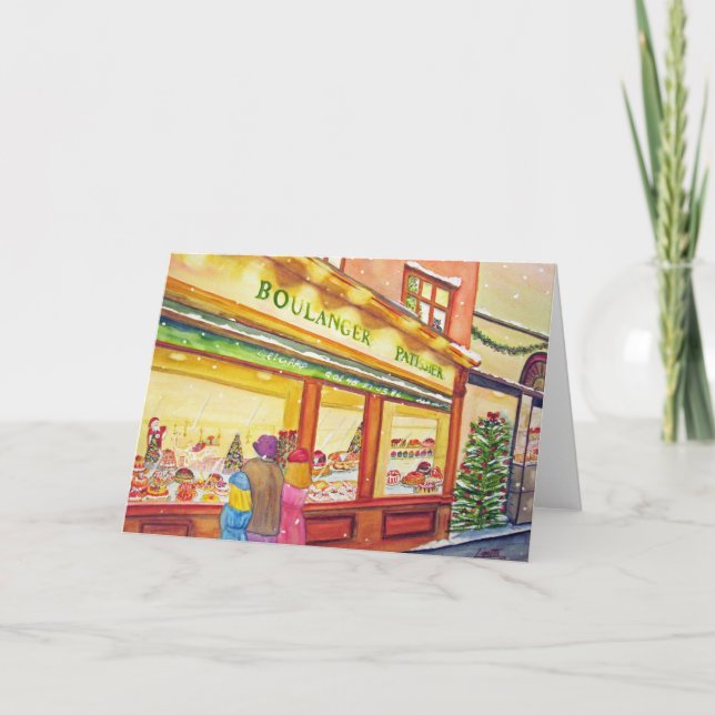 Tarjeta Festiva Panadería de navidades en París (Anverso)