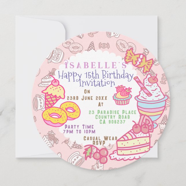 Tarjeta Festiva Panadería dulce y bollería para bebidas (Anverso)