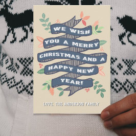 Tarjeta Festiva Pancarta de Navidades florales caprichosos